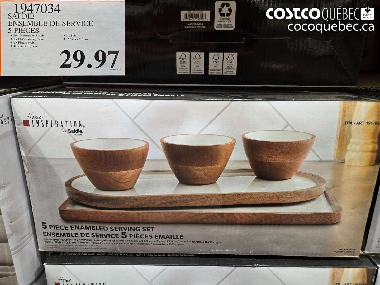 1947034 SAFDIE ENSEMBLE DE SERVICE 5 PIECES $29.97