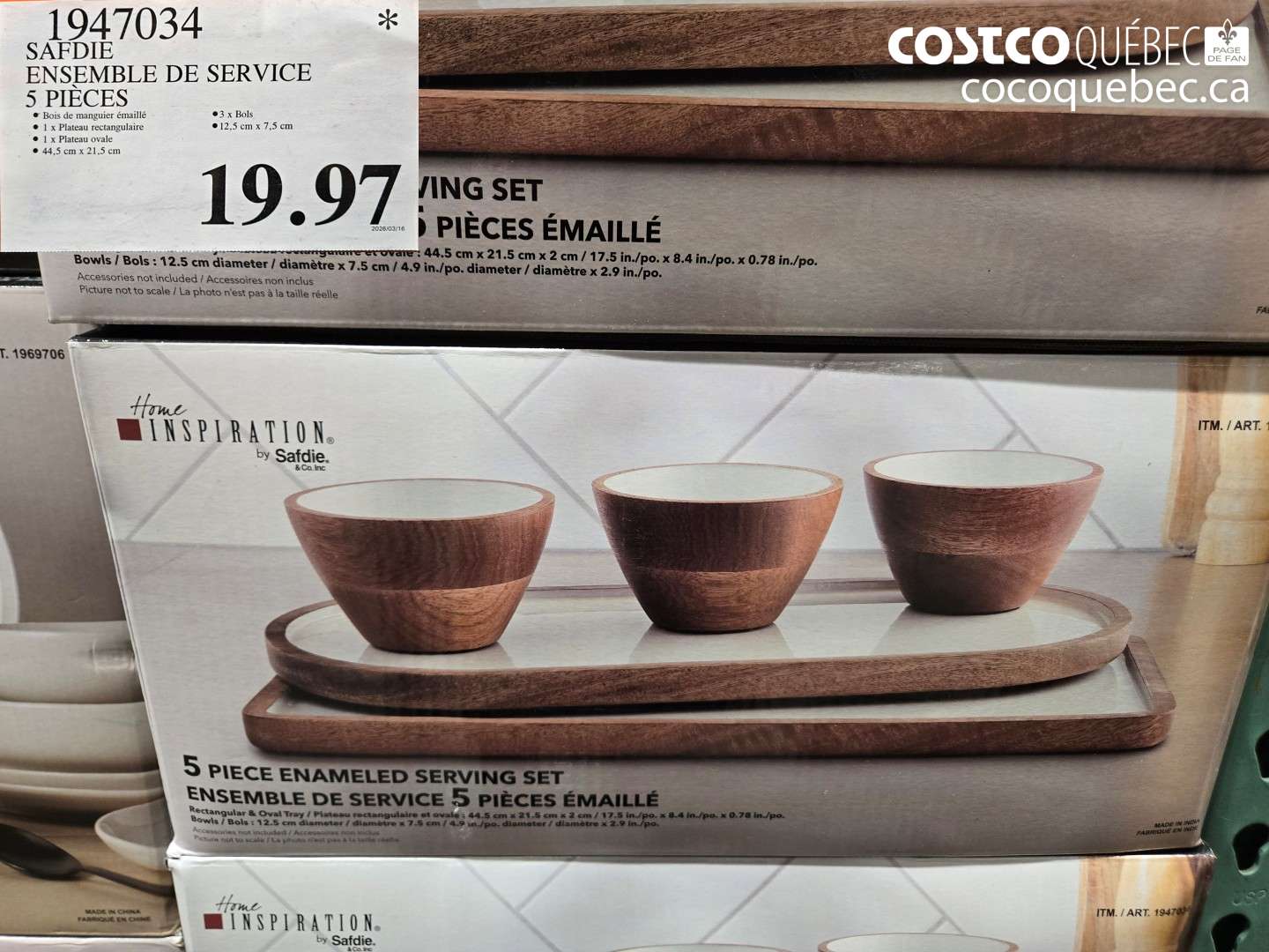 1947034 SAFDIE ENSEMBLE DE SERVICE 5 PIECES $19.97