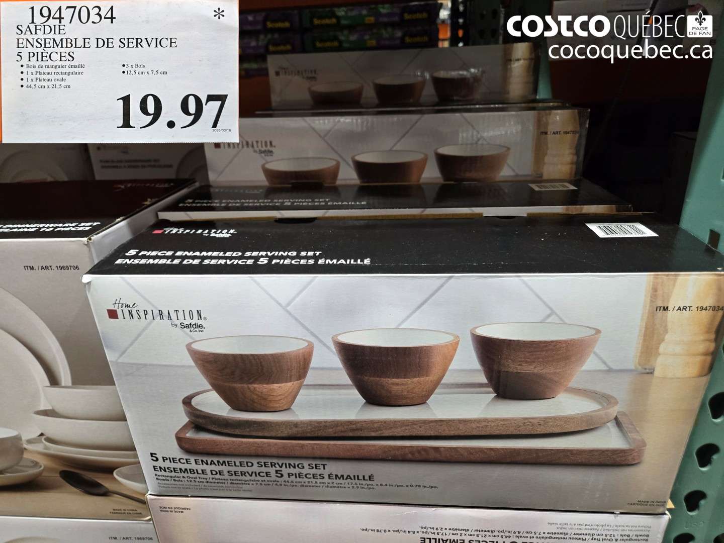 1947034 SAFDIE ENSEMBLE DE SERVICE 5 PIECES $19.97