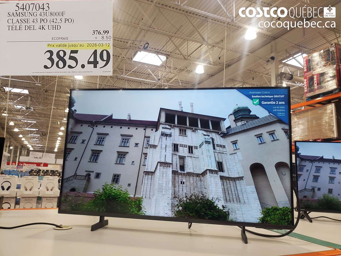 5407043 SAMSUNG 43U8000F (EXPIRES ON 2026-03-12) $385.49