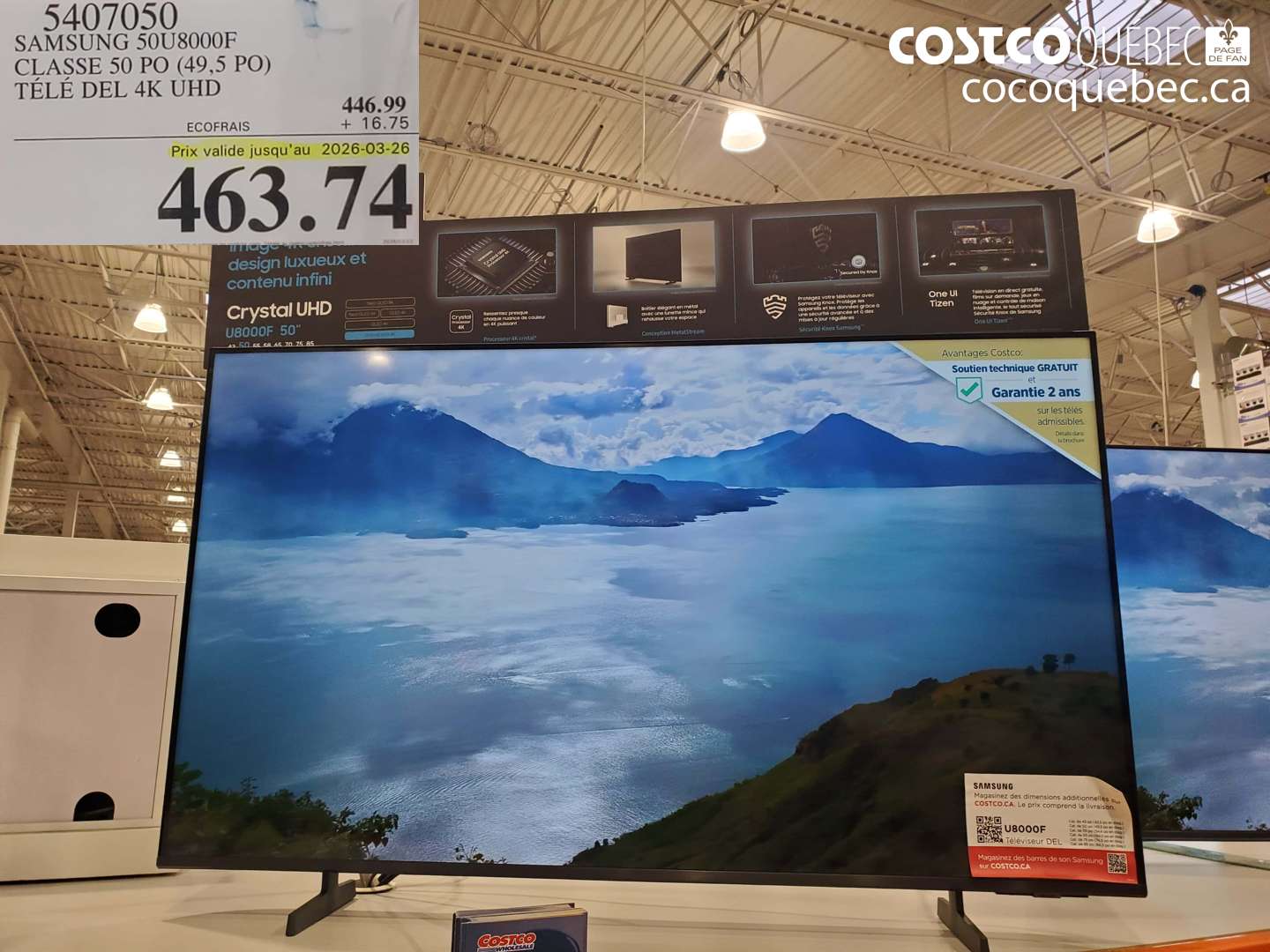 5407050 SAMSUNG 50U8000F CLASSE 50 PO (49,5 PO) TÉLÉ DEL 4K UHD (EXPIRES ON 2026-03-26) $463.74