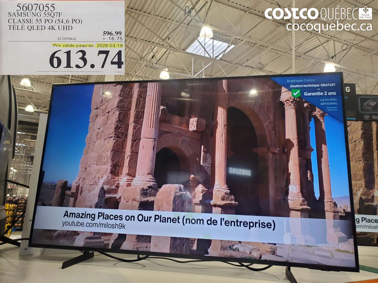 5607055 SAMSUNG 55Q7F CLASSE 55 PO (54,6 PO) TÉLÉ QLED 4K UHD (EXPIRES ON 2026-03-19) $613.74