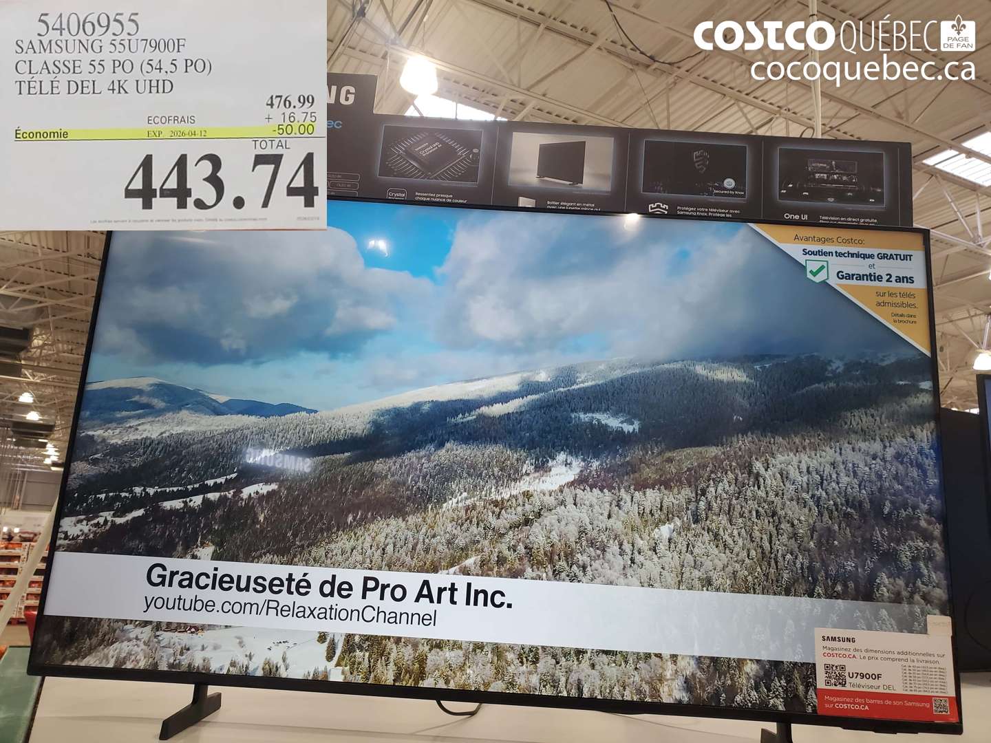 5406955 SAMSUNG 55U7900F CLASSE 55 PO (54,5 PO) TÉLÉ DEL 4K UHD ($50.00 INSTANT SAVINGS EXPIRES ON 2026-04-12) $443.74