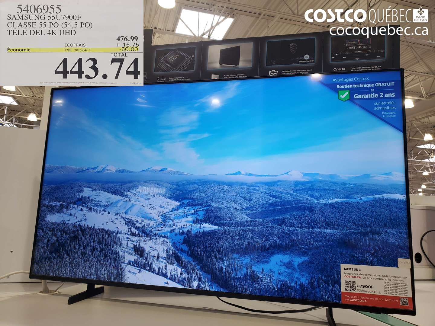 5406955 SAMSUNG 55U7900F CLASSE 55 PO (54,5 PO) TÉLÉ DEL 4K UHD ($50.00 INSTANT SAVINGS EXPIRES ON 2026-04-12) $443.74