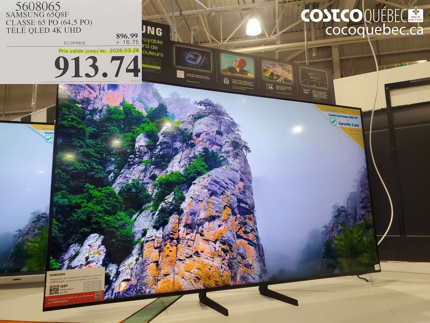 5608065 SAMSUNG 6508F CLASSE 65 PO (64,5 PO) TÉLÉ QLED 4K UHD (EXPIRES ON 2026-03-26) $913.74