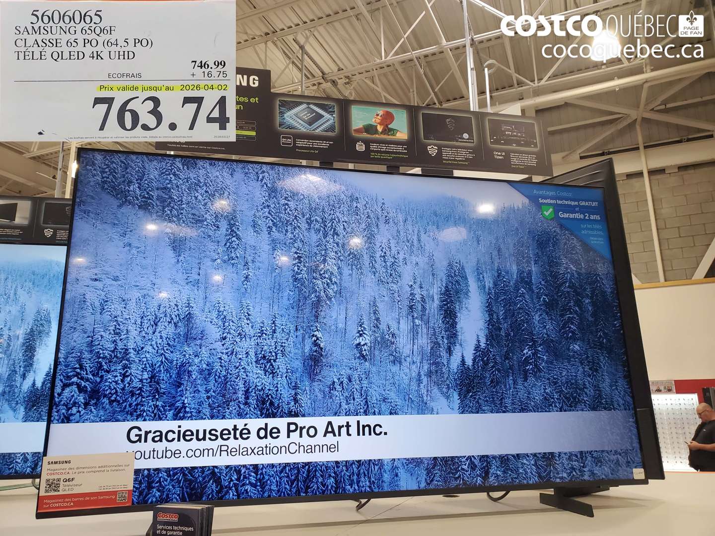 5606065 SAMSUNG 65Q6F CLASSE 65 PO (64,5 PO) TÉLÉ QLED 4K UHD (EXPIRES ON 2026-04-02) $763.74