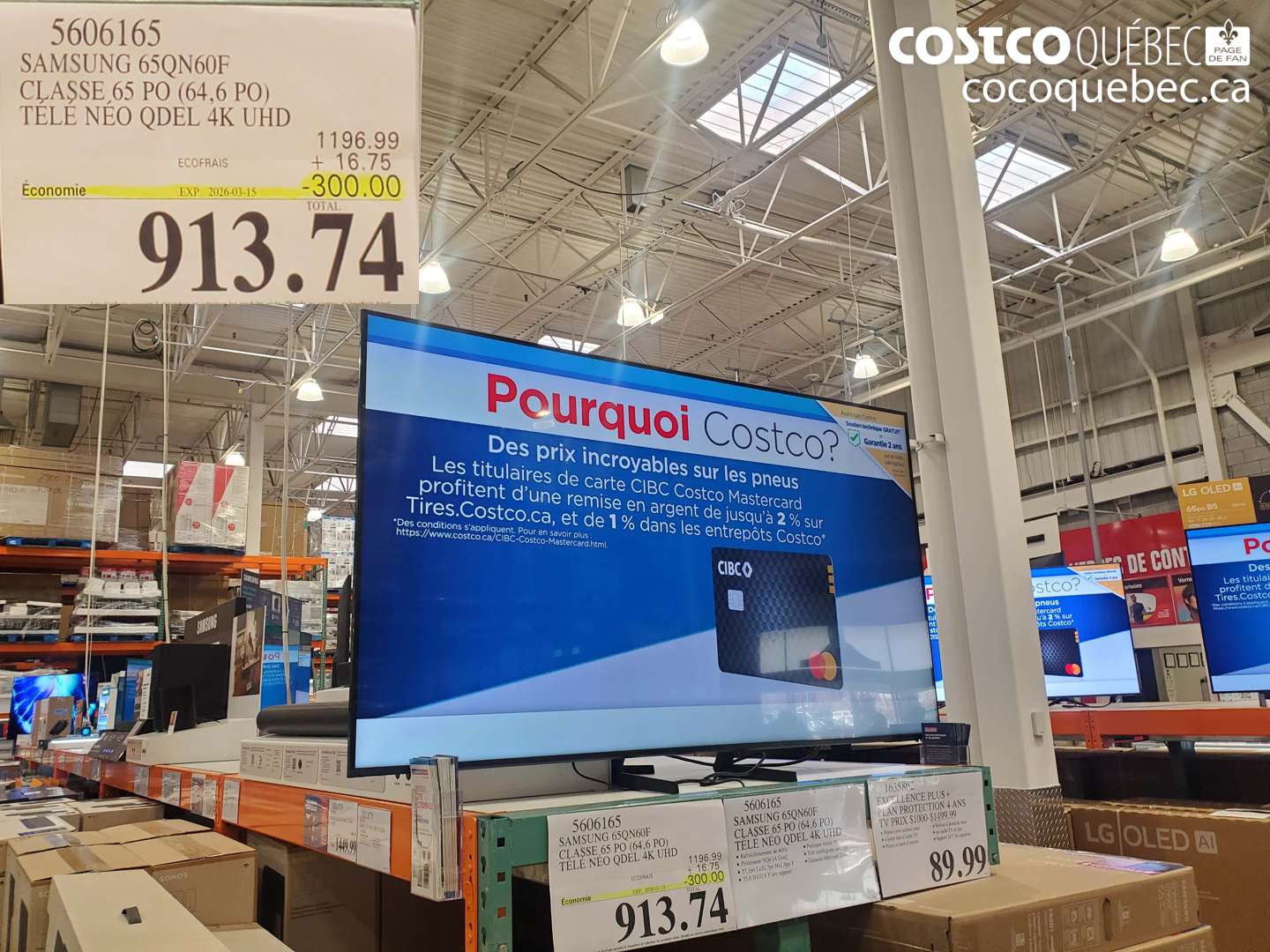 5606165 SAMSUNG 65QN60F CLASSE 65 PO (64,6 PO) TÉLÉ NEO QDEL 4K UHD ($300.00 INSTANT SAVINGS EXPIRES ON 2026-03-15) $913.74