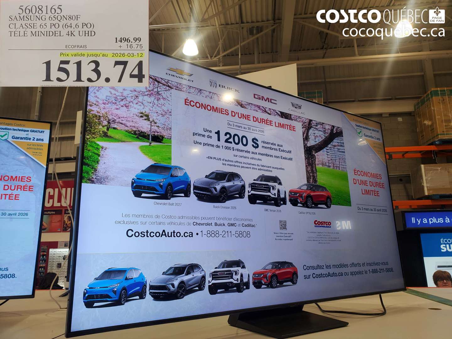 5608165 SAMSUNG 65QN80F CLASSE 65 PO (64,6 PO) TÉLÉ MINIDEL 4K UHD (EXPIRES ON 2026-03-12) $1513.74