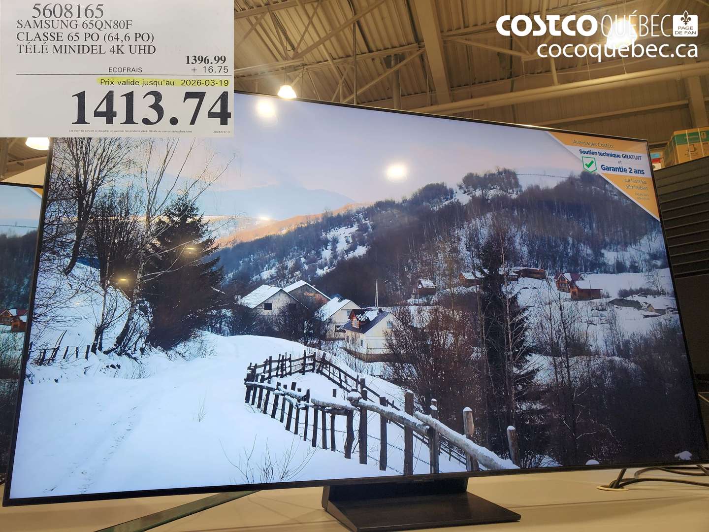 56081665 SAMSUNG 65QN80F CLASSE 65 PO (64,6 PO) TÉLÉ MINIDEL 4K UHD (EXPIRES ON 2026-03-19) $1413.74