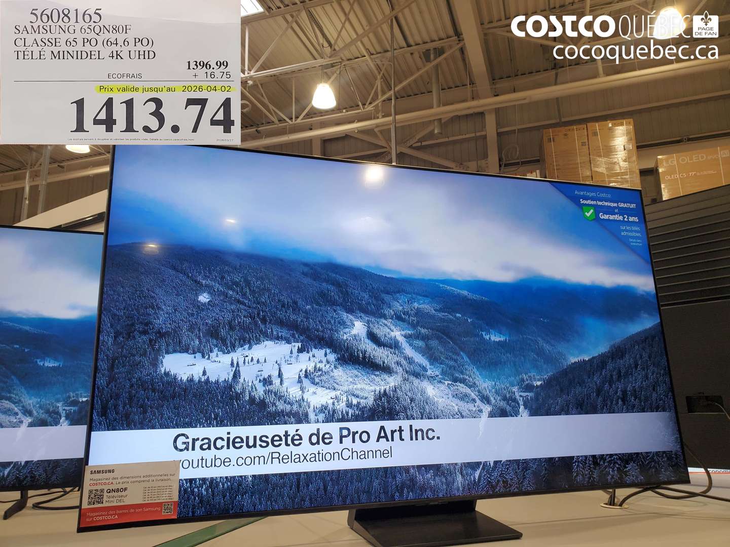 5608165 SAMSUNG 65QN80F CLASSE 65 PO (64,6 PO) TÉLÉ MINIDEL 4K UHD (EXPIRES ON 2026-04-02) $1413.74