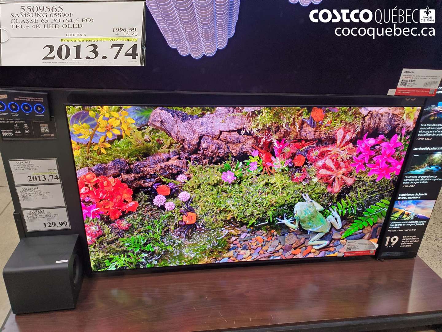 5509565 SAMSUNG 65S590F CLASSE 65 PO (64,5 PO) TELE 4K UHD OLED (EXPIRES ON 2026-04-02) $2013.74