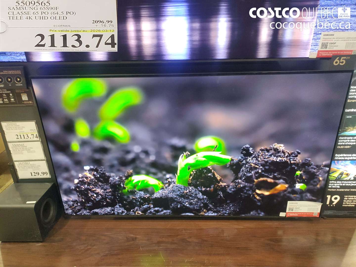 5509565 SAMSUNG 65S90F CLASSE 65 PO (64,5 PO) TÉLÉ 4K UHD OLED (EXPIRES ON 2026-03-12) $2113.74