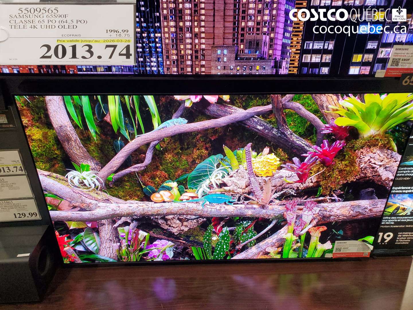 5509565 SAMSUNG 65S90F CLASSE 65 PO (64,5 PO) TÉLÉ 4K UHD OLED (EXPIRES ON 2026-03-26) $2013.74