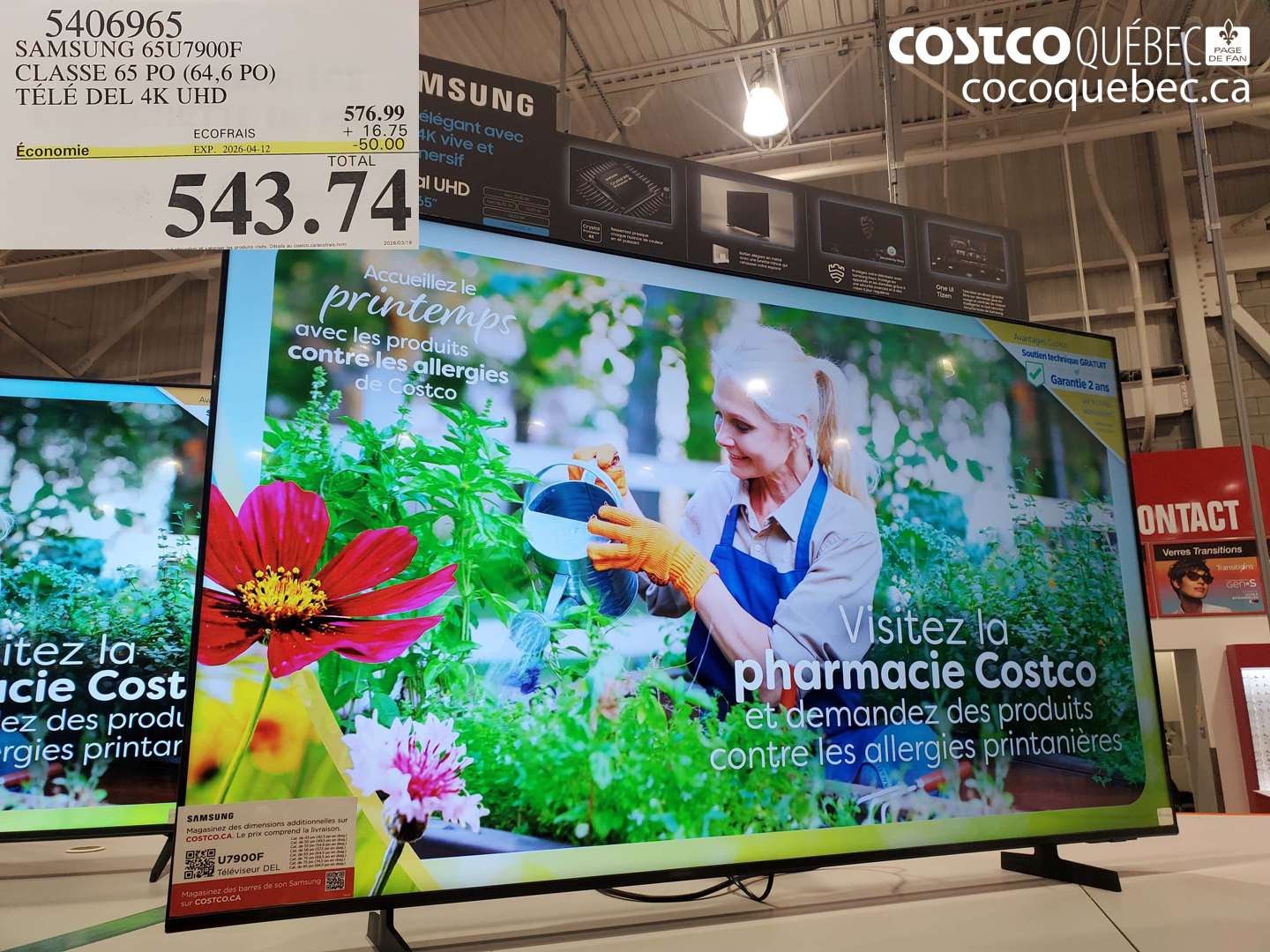 5406965 SAMSUNG 65U7900F ($50.00 INSTANT SAVINGS EXPIRES ON 2026-04-12) $543.74