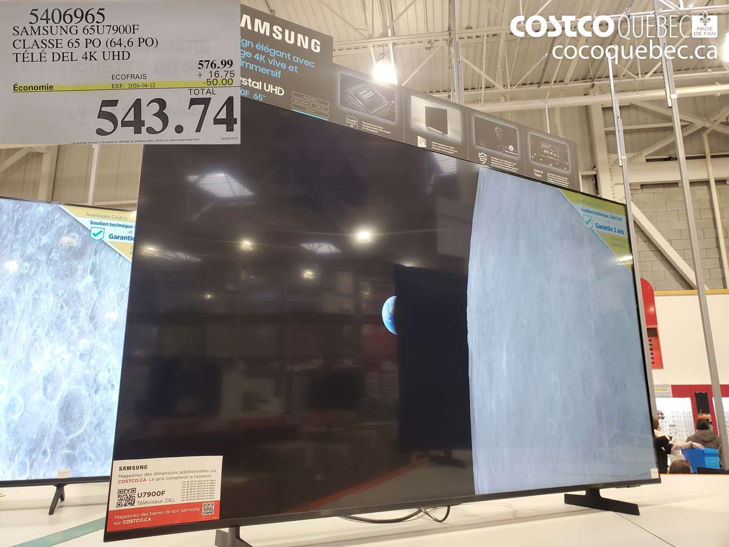 5406965 SAMSUNG 65U7900F CLASSE 65 PO (64,6 PO) TÉLÉ DEL 4K UHD ($50.00 INSTANT SAVINGS EXPIRES ON 2026-04-12) $543.74