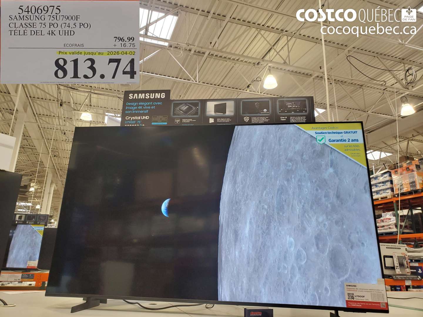 5406975 SAMSUNG 75JU7900F CLASSE 75 PO (74,5 PO) TÉLÉ DEL 4K UHD (EXPIRES ON 2026-04-02) $813.74