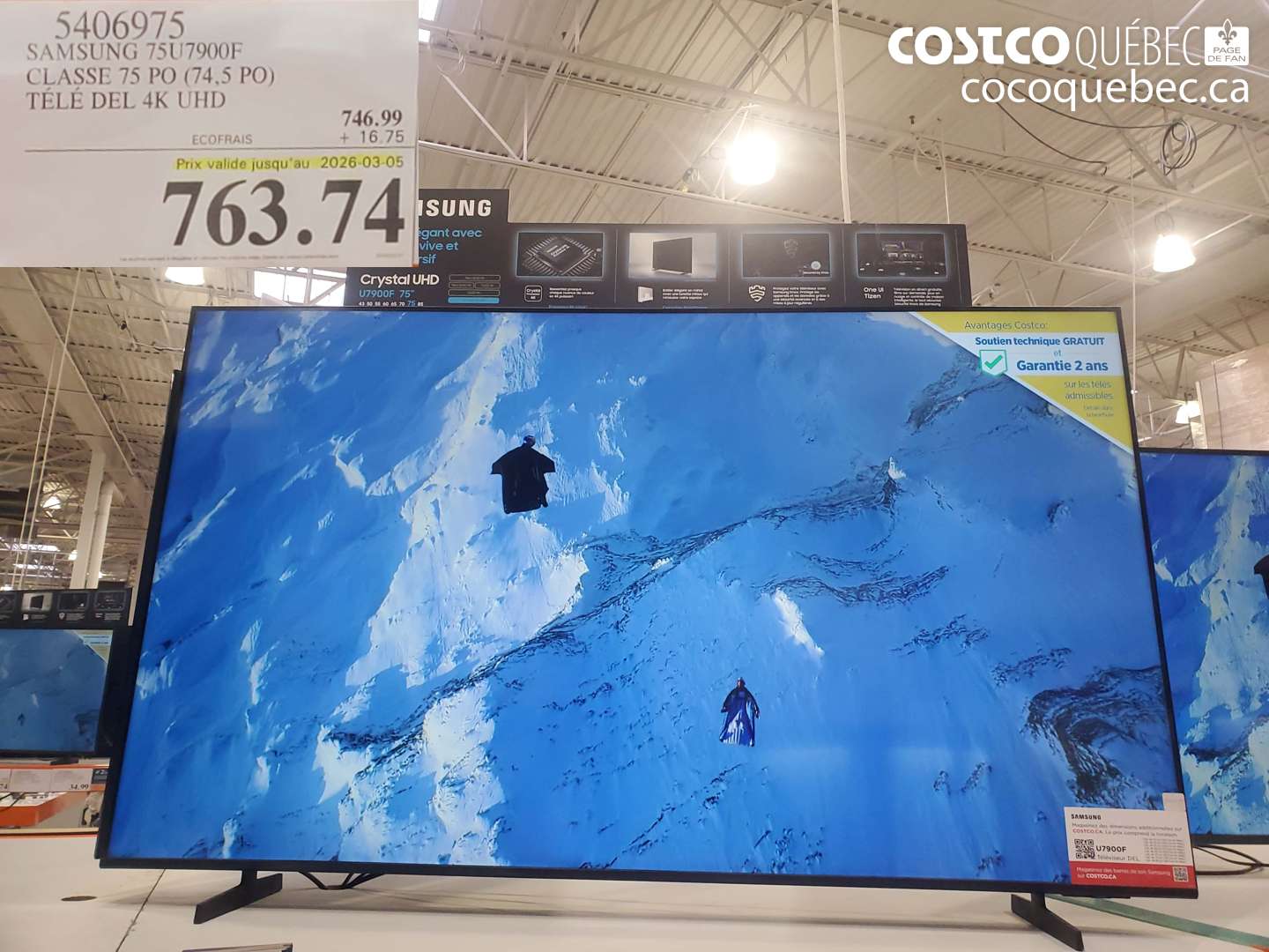 5406975 SAMSUNG 75U7900F CLASSE 75 PO (74,5 PO) TÉLÉ DEL 4K UHD (EXPIRES ON 2026-03-05) $746.99