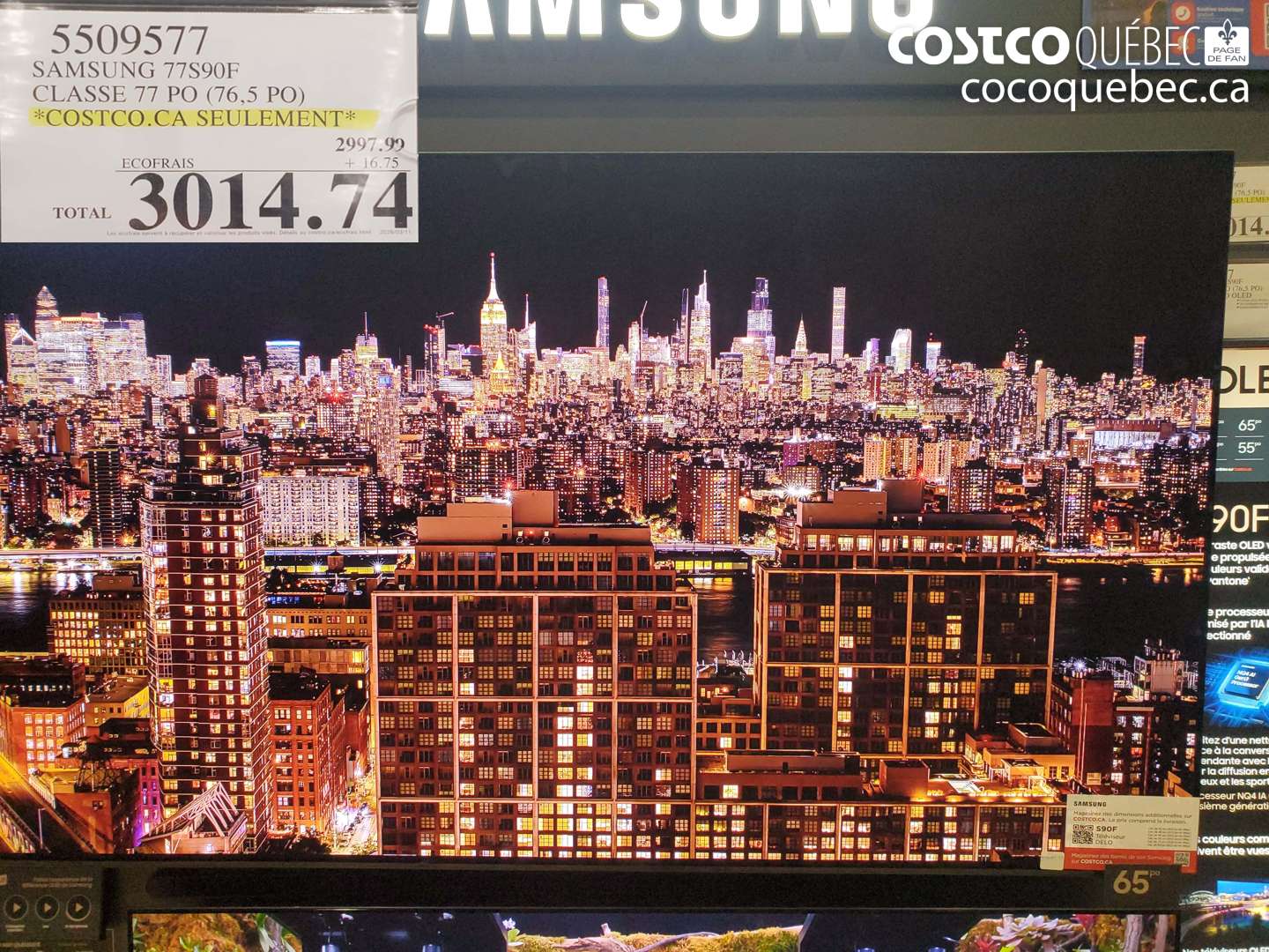 5509577 SAMSUNG 77S90F CLASSE 77 PO (76,5 PO) $3014.74