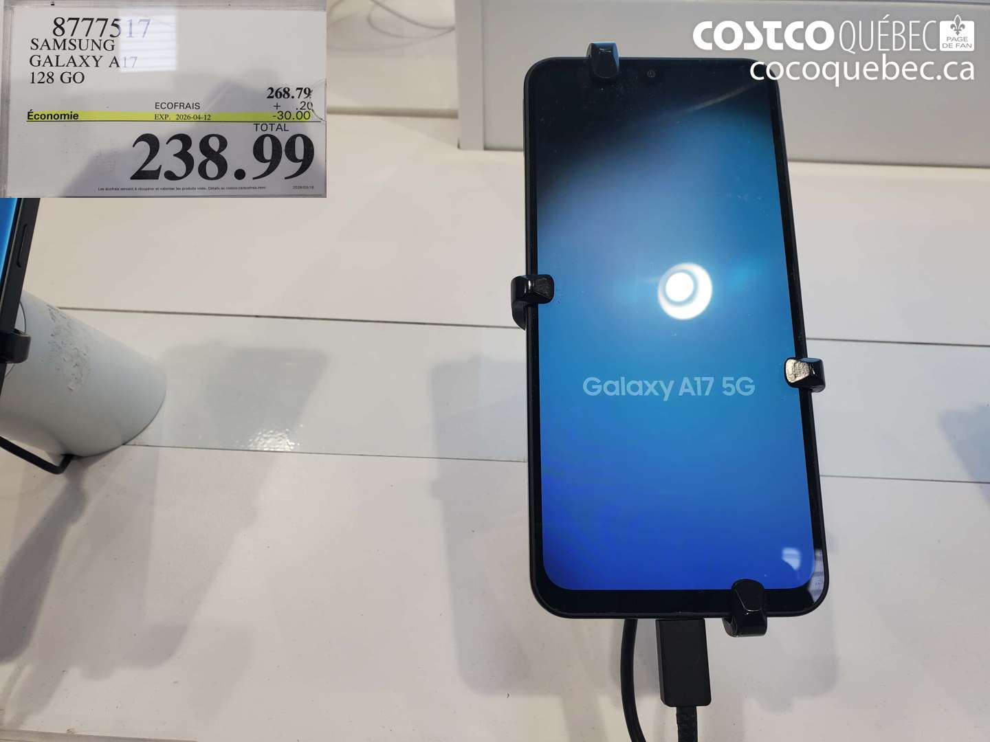 8777517 SAMSUNG GALAXY A17 128 GO ($30.00 INSTANT SAVINGS EXPIRES ON 2026-04-12) $238.99