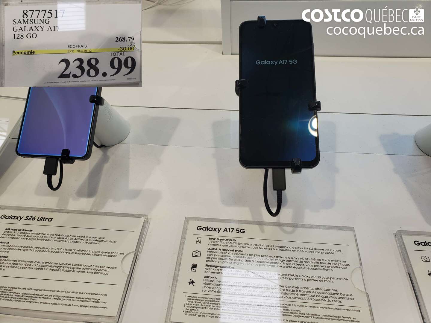8777517 SAMSUNG GALAXY A17 128 GO ($30.00 INSTANT SAVINGS EXPIRES ON 2026-04-12) $238.99
