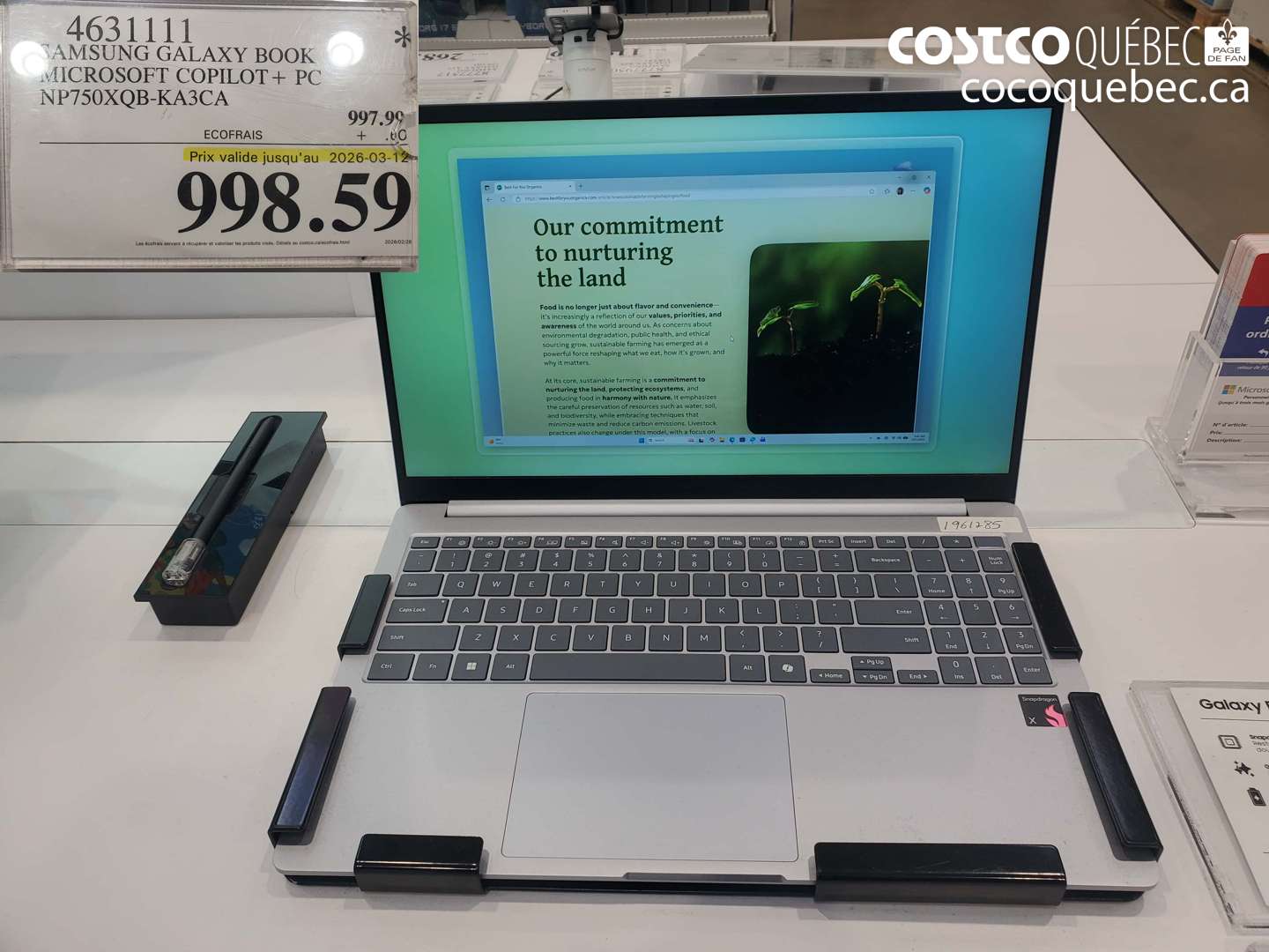 4631111 SAMSUNG GALAXY BOOK MICROSOFT COPILOT+ PC NP750XQKB-KA3CA (EXPIRES ON 2026-03-12) $998.59