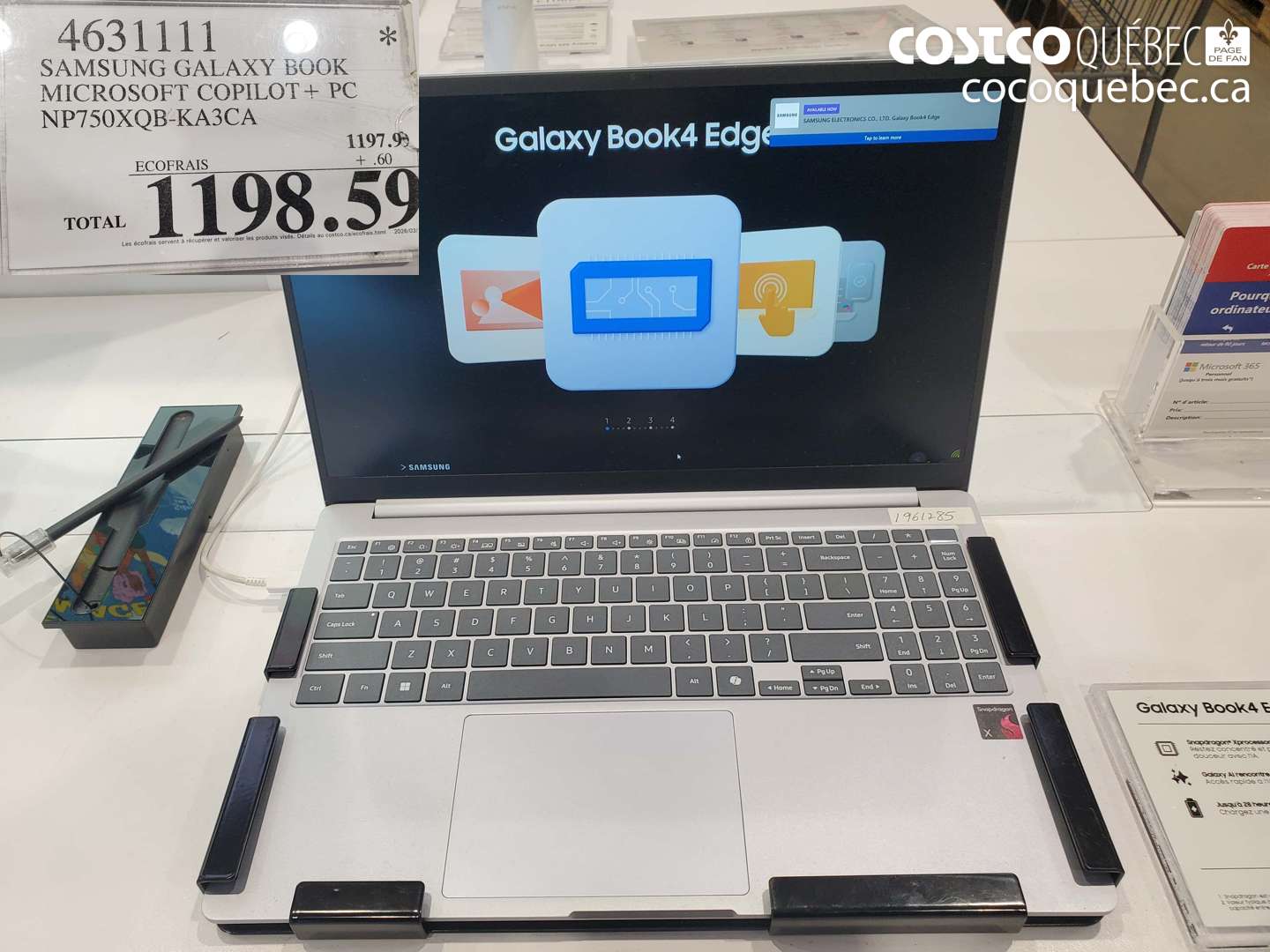 4631111 SAMSUNG GALAXY BOOK MICROSOFT COPILOT + PC NP750QKB-KA3CA $1198.59