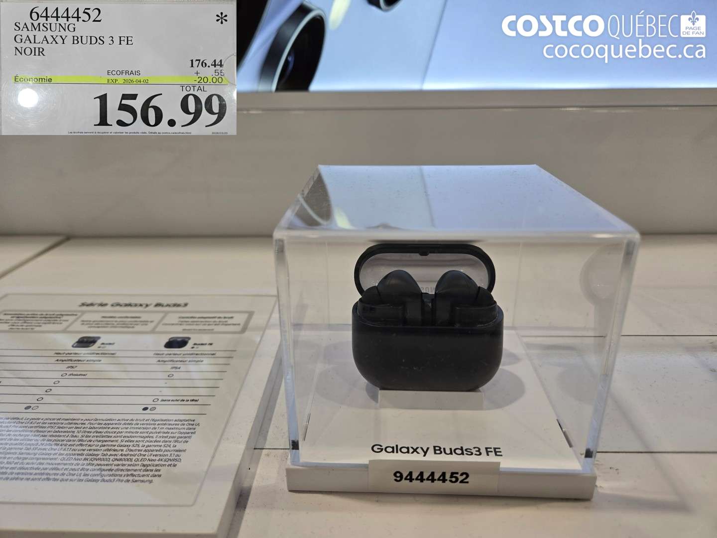 6444452 SAMSUNG GALAXY BUDS 3 FE NOIR ($20.00 INSTANT SAVINGS EXPIRES ON 2026-04-02) $156.99
