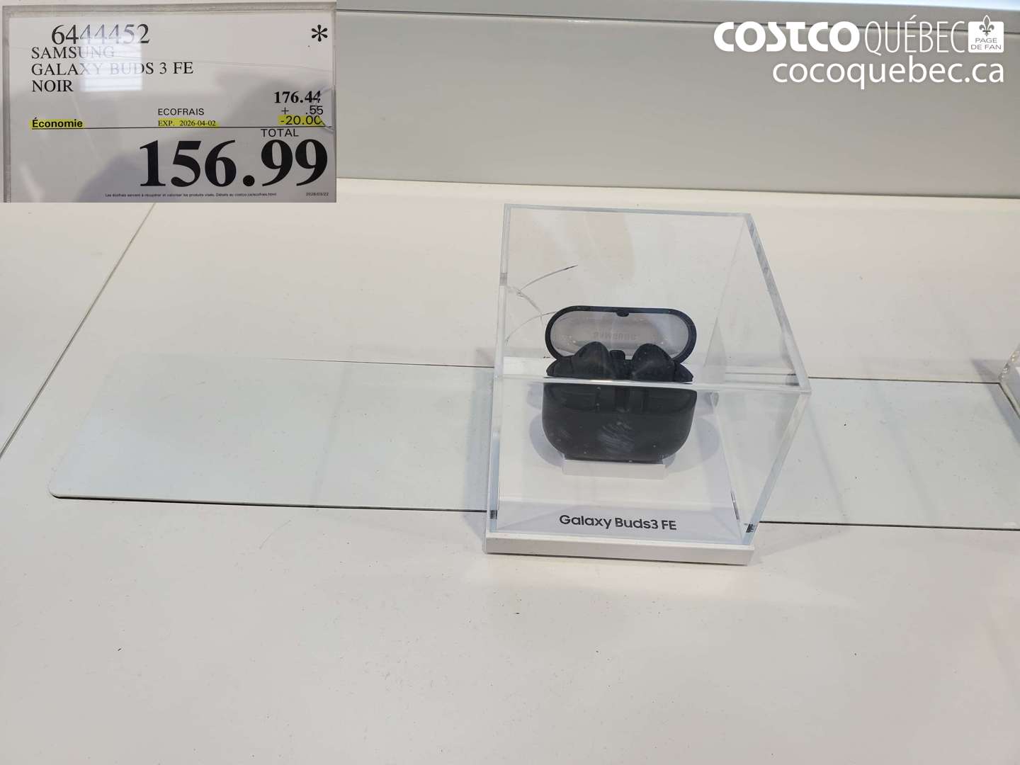 644452 SAMSUNG GALAXY BUDS 3 FE NOIR ($20.00 INSTANT SAVINGS EXPIRES ON 2026-04-02) $156.99