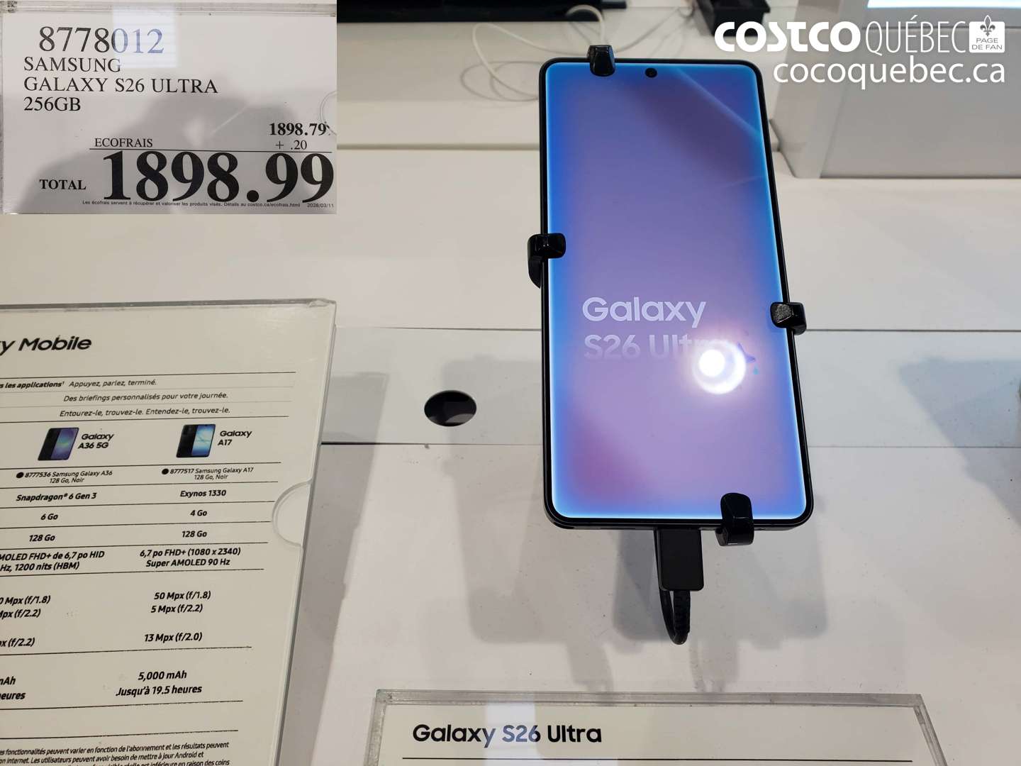 8778012 SAMSUNG GALAXY S26 ULTRA 256GB $1898.99