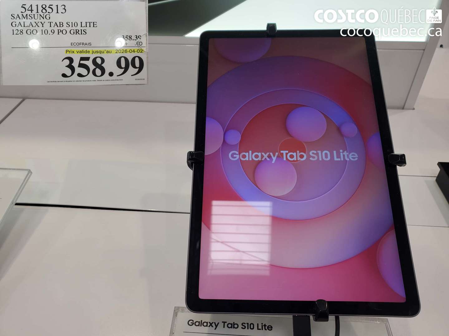 5418513 SAMSUNG GALAXY TAB S10 LITE 128 GO 10.9 PO GRIS (EXPIRES ON 2026-04-02) $358.99