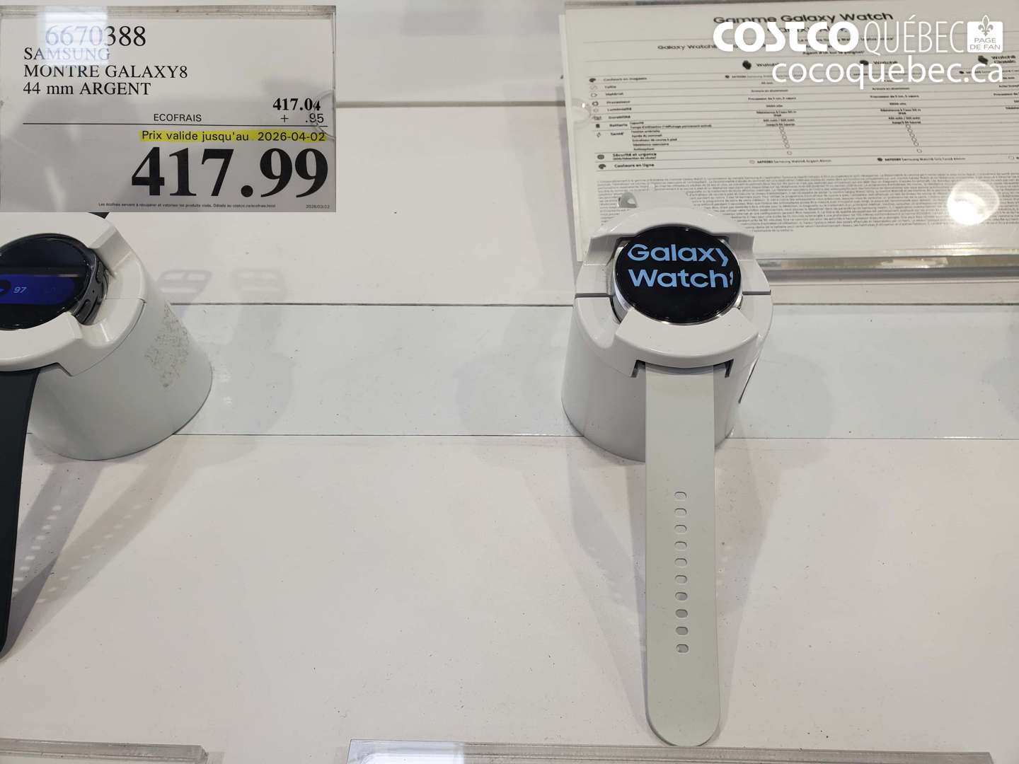 6670388 SAMSUNG MONTRE GALAXY8 44 MM ARGENT (EXPIRES ON 2026-04-02) $417.99