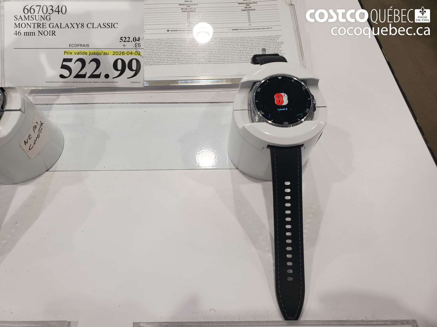 6670340 SAMSUNG MONTRE GALAXY8 CLASSIC 46 MM NOIR (EXPIRES ON 2026-04-02) $522.99