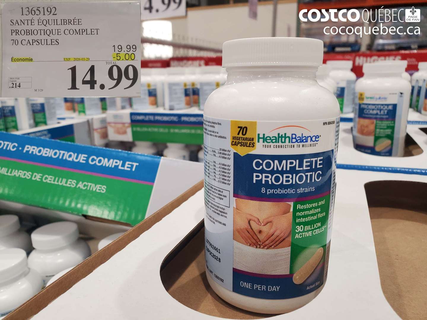 1365192 SANTÉ ÉQUILIBRÉE PROBIOTIQUE COMPLET 70 CAPSULES ($5.00 INSTANT SAVINGS EXPIRES ON 2026-03-29) $14.99