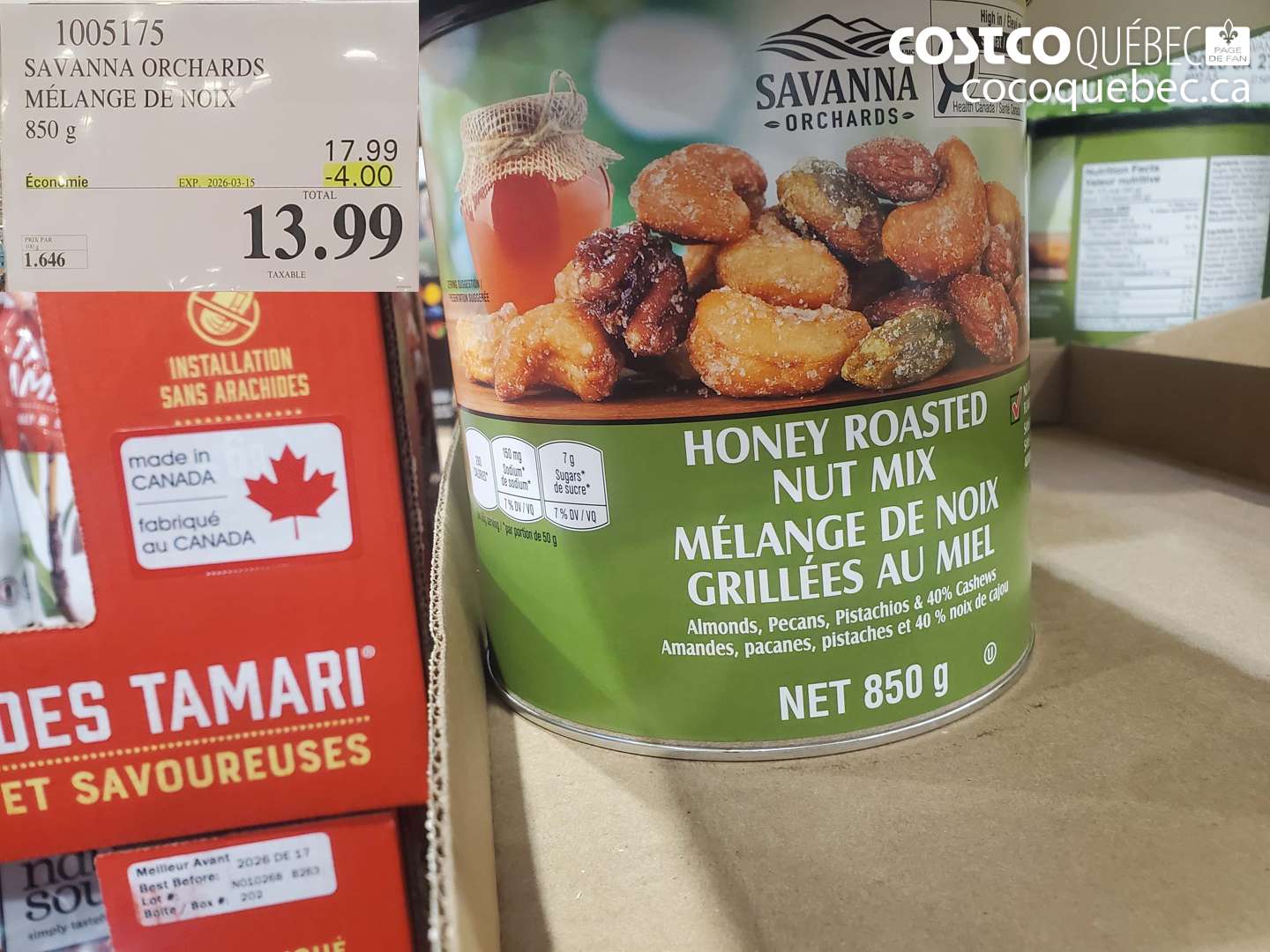 1005175 SAVANNA ORCHARDS MÉLANGE DE NOIX 850 G ($4.00 INSTANT SAVINGS EXPIRES ON 2026-03-15) $13.99