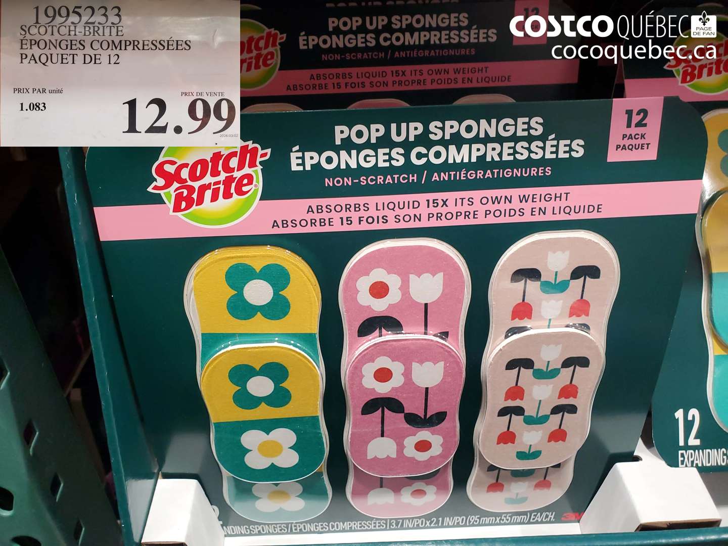 1995233 SCOTCH-BRITE ÉPONGES COMPRESSÉES PAQUET DE 12 $12.99