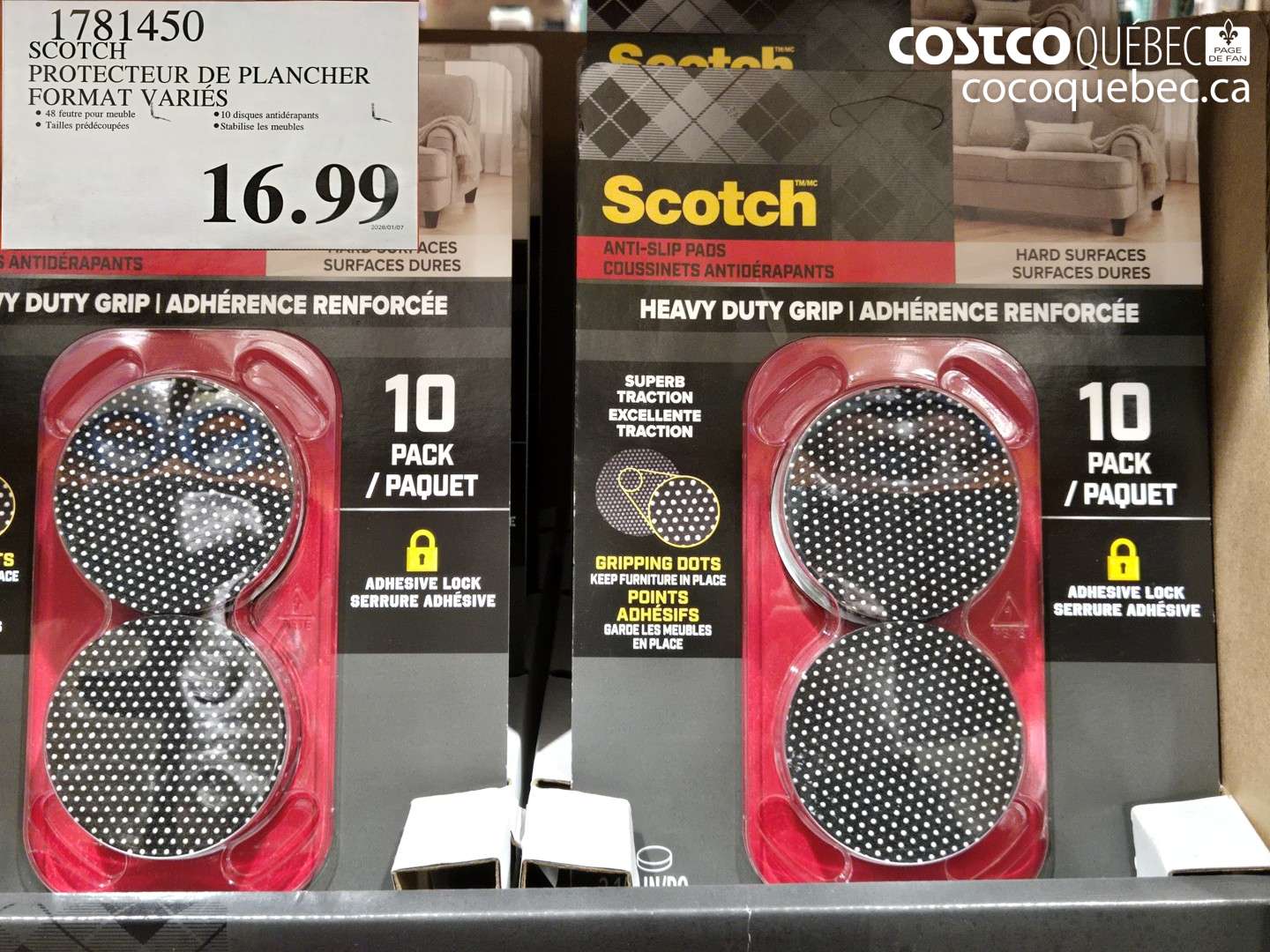 1781450 SCOTCH PROTECTEUR DE PLANCHER FORMAT VARIÉS $16.99