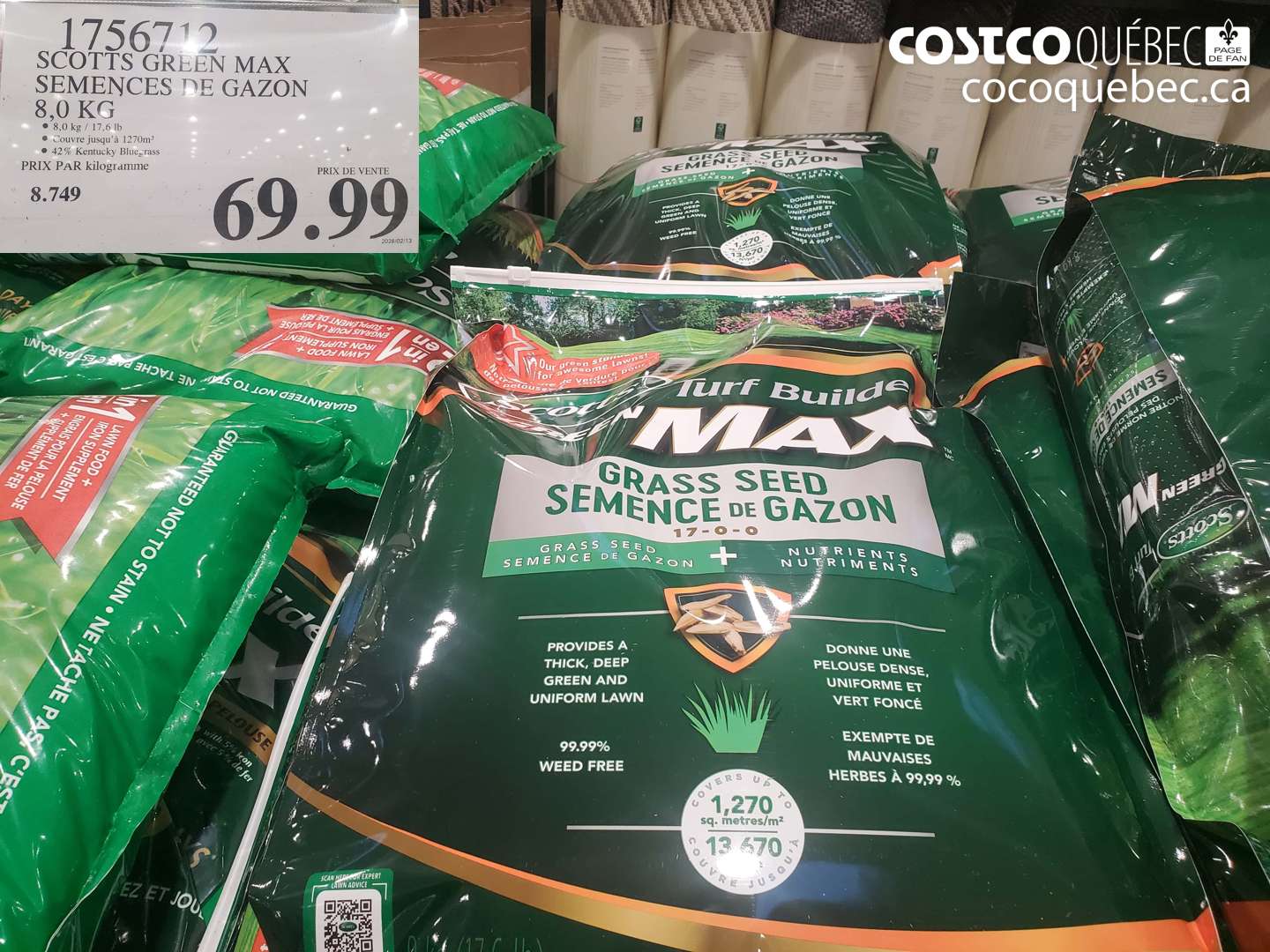 1756712 SCOTTS GREEN MAX SEMENCES DE GAZON 8.0 KG $69.99