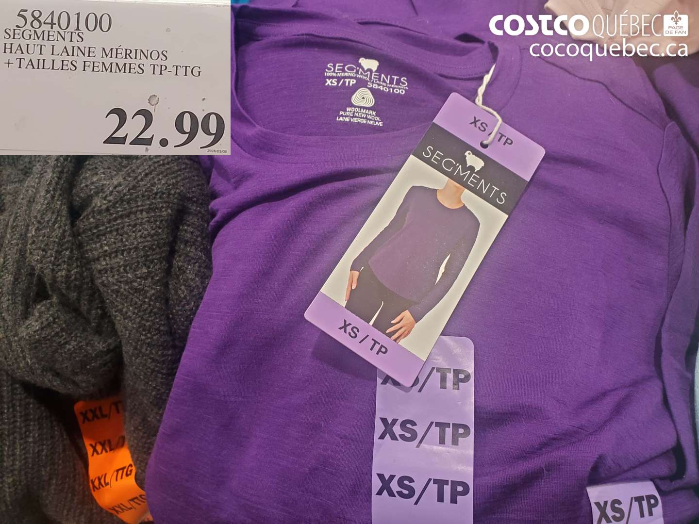 5840100 SEGMENTS HAUT LAINE MÉRINOS +TAILLES FEMMES TP-TTG $22.99
