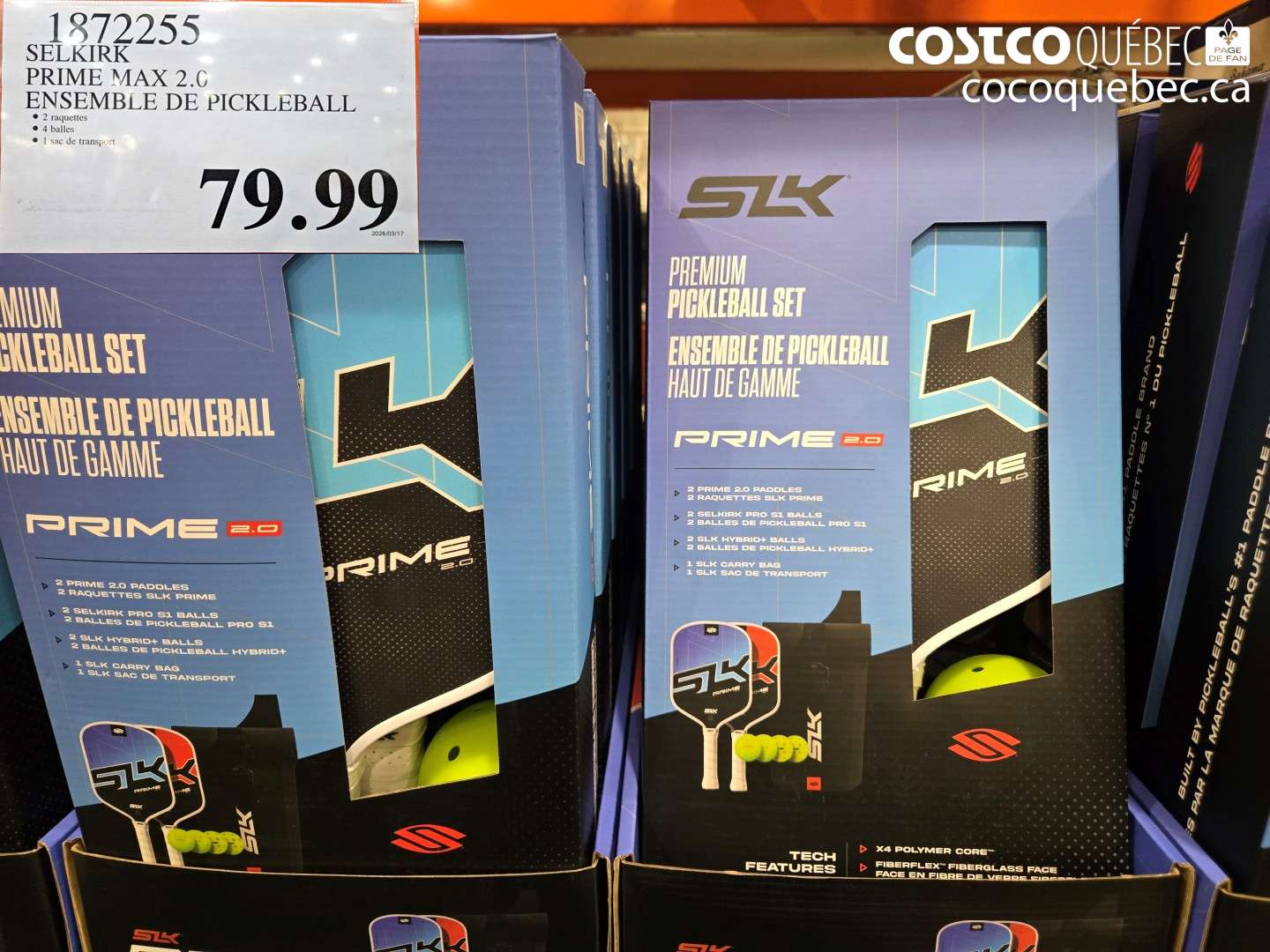 1872255 SELKIRK PRIME MAX 2.0 ENSEMBLE DE PICKLEBALL $79.99