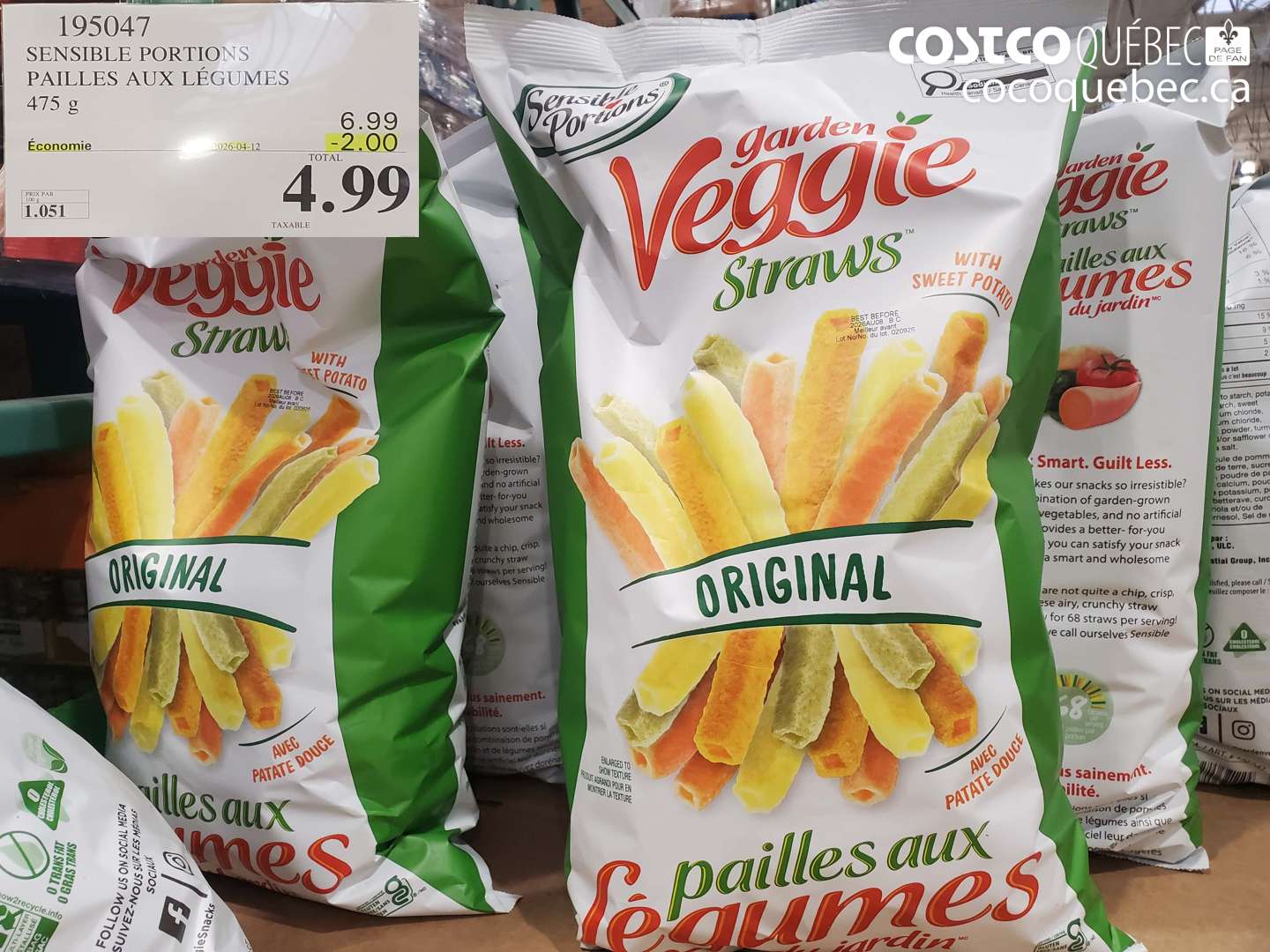 195047 SENSIBLE PORTIONS PAILLES AUX LÉGUMES 475 G ($2.00 INSTANT SAVINGS EXPIRES ON 2026-04-12) $4.99