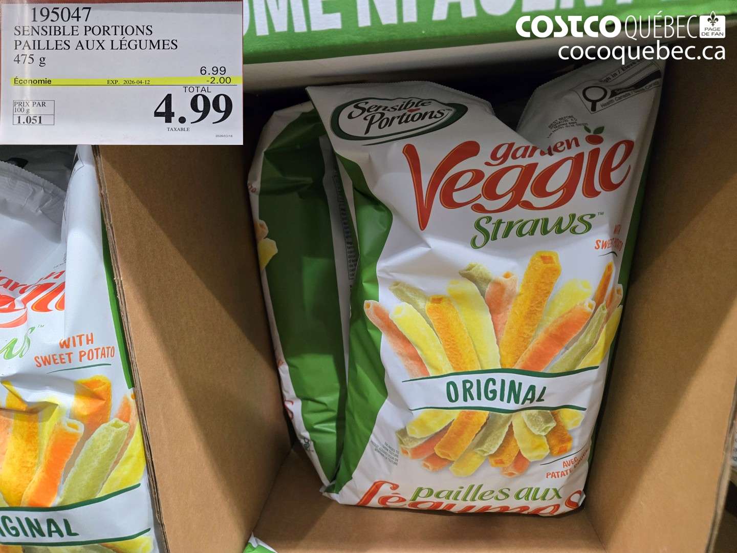 195047 SENSIBLE PORTIONS PAILLES AUX LÉGUMES 475 G ($2.00 INSTANT SAVINGS EXPIRES ON 2026-04-12) $4.99