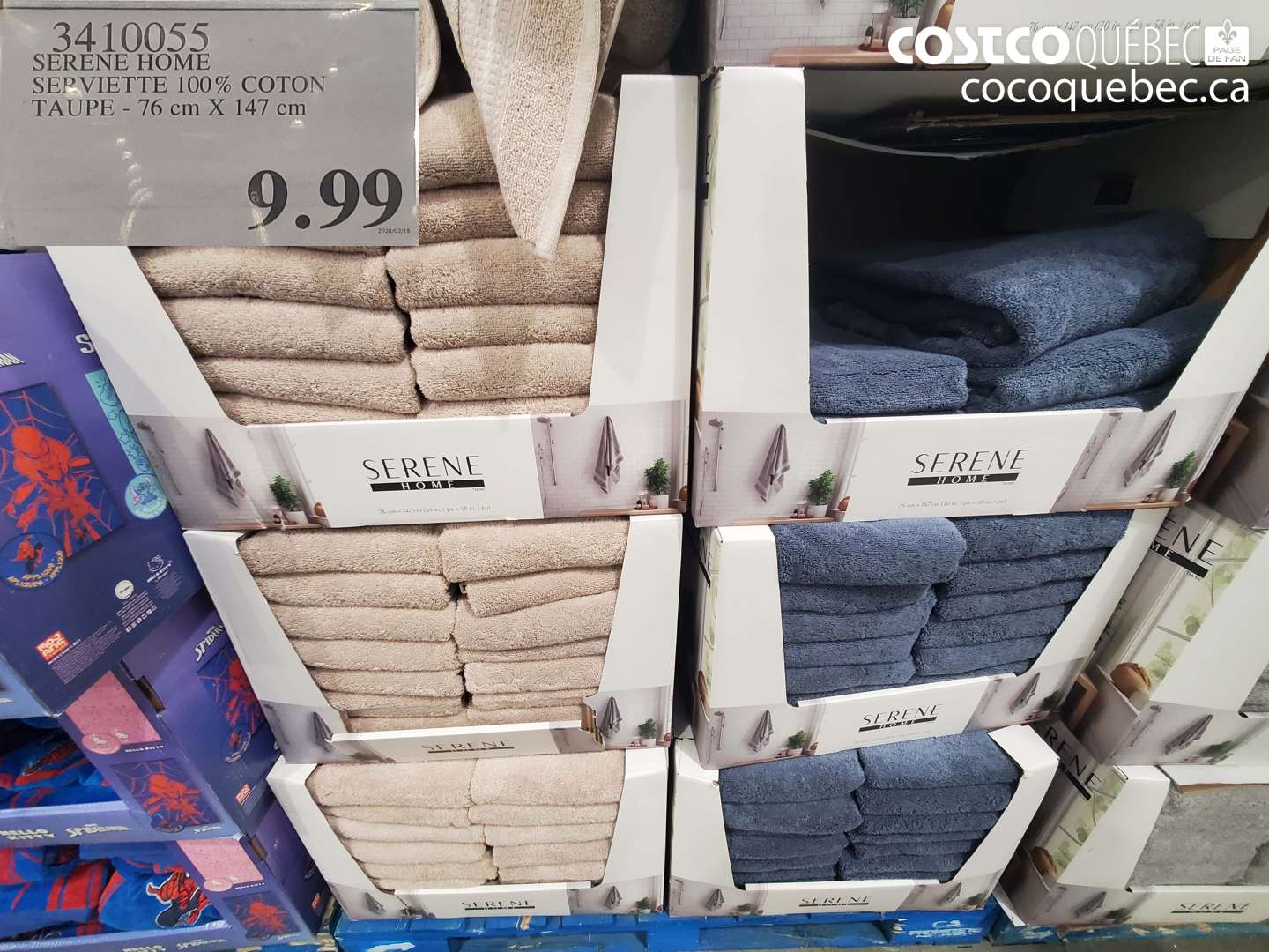 3410055 SERENE HOME SERVIETTE 100% COTON TAUPE - 76 CM X 147 CM $9.99