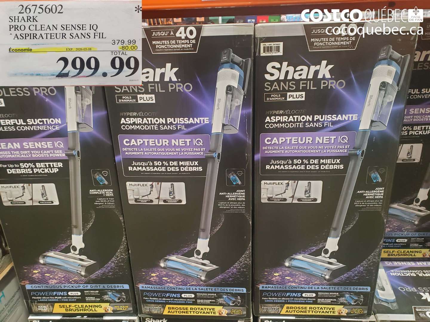 2675602 SHARK PRO CLEAN SENSE IQ ASPIRATEUR SANS FIL ($80.00 INSTANT SAVINGS EXPIRES ON 2026-03-08) $299.99