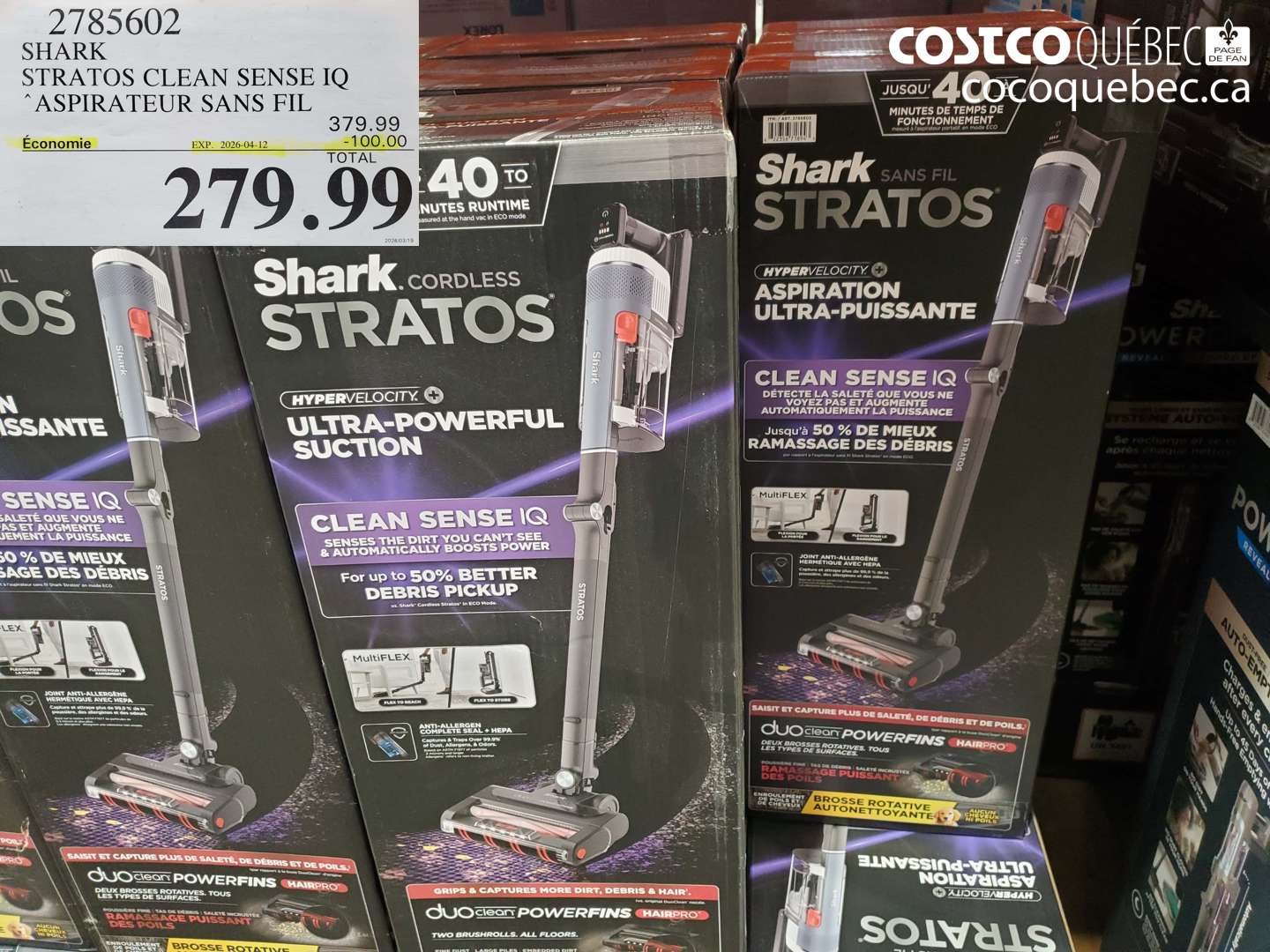 2785602 SHARK STRATOS CLEAN SENSE IQ ASPIRATEUR SANS FIL ($100.00 INSTANT SAVINGS EXPIRES ON 2026-04-12) $279.99