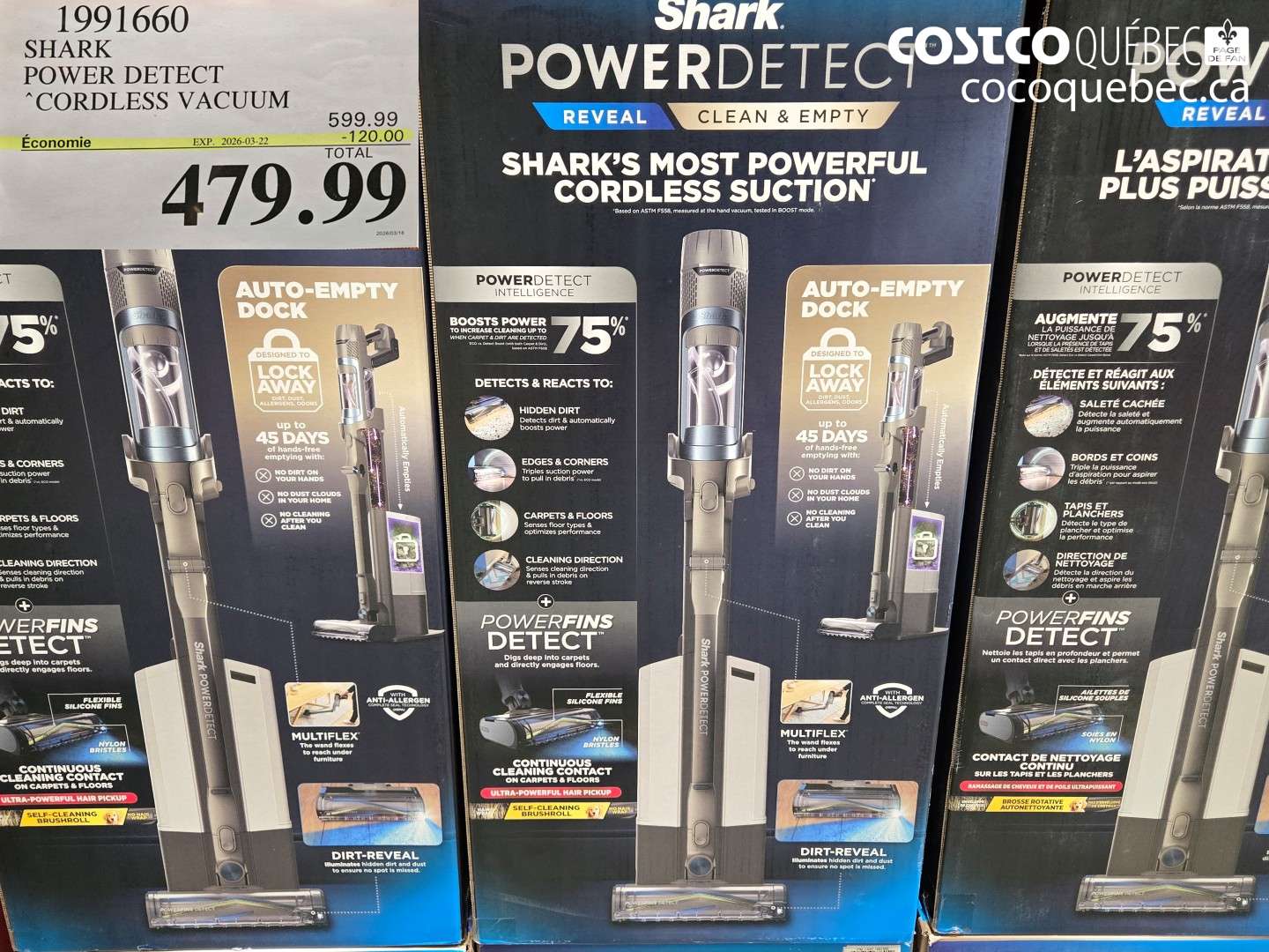 1991660 SHARK POWER DETECT CORDLESS VACUUM ($120.00 INSTANT SAVINGS EXPIRES ON 2026-03-22) $479.99