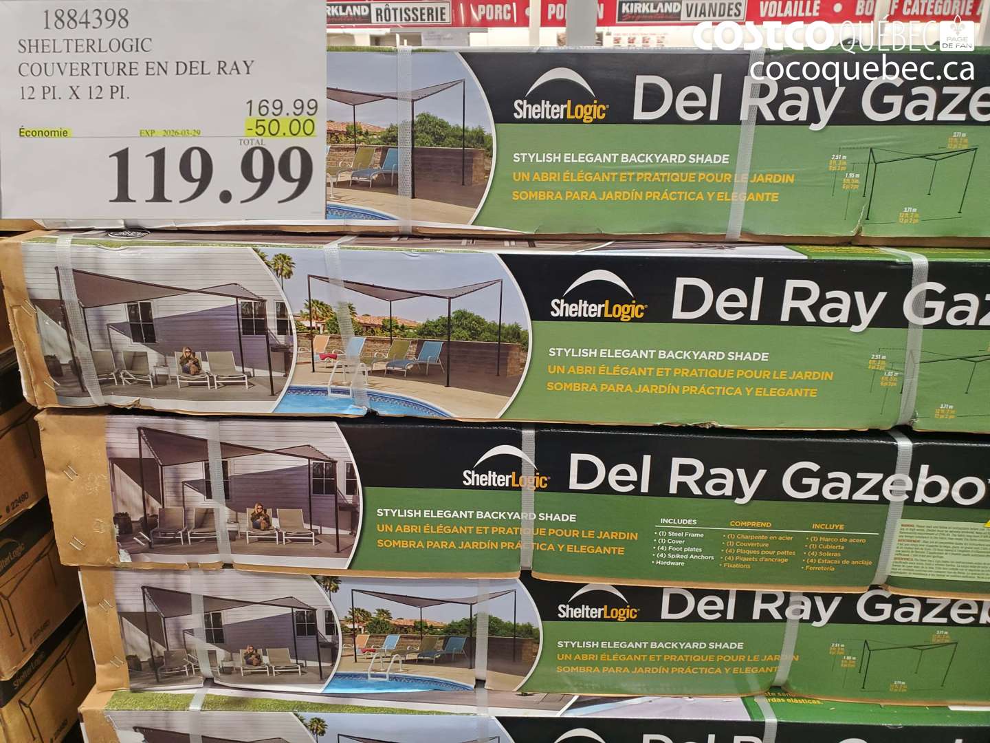 1884398 SHELTERLOGIC COUVERTURE EN DEL RAY 12 PI. X 12 PI. ($50.00 INSTANT SAVINGS EXPIRES ON 2026-03-29) $119.99
