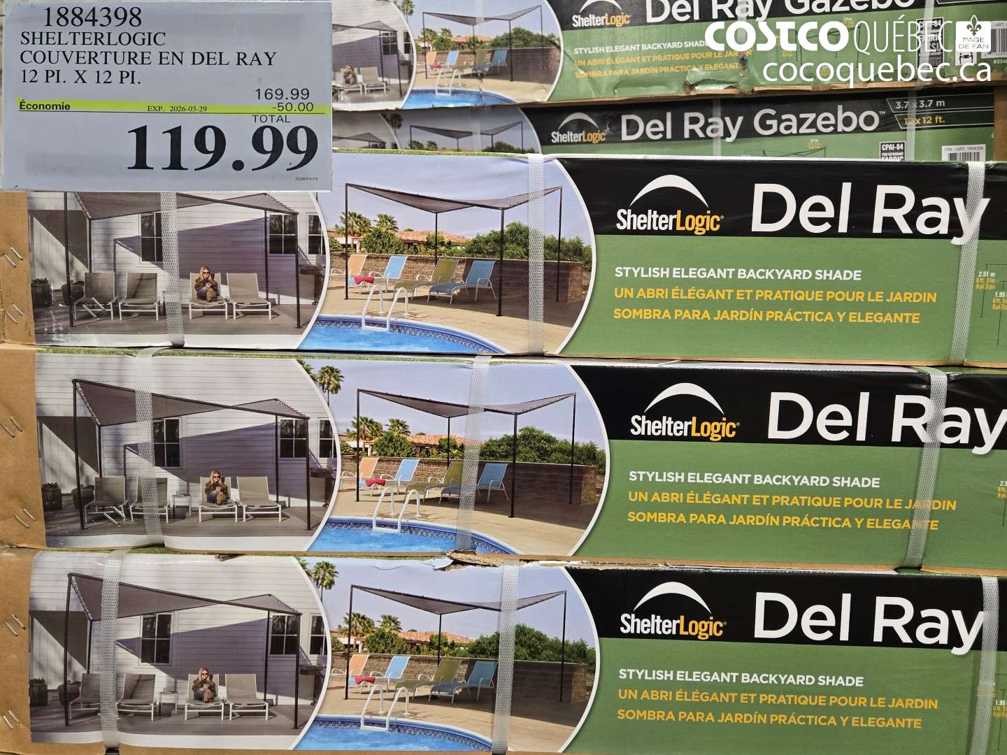 1884398 SHELTERLOGIC COUVERTURE EN DEL RAY 12 PL. X 12 PL. ($50.00 INSTANT SAVINGS EXPIRES ON 2026-03-29) $119.99