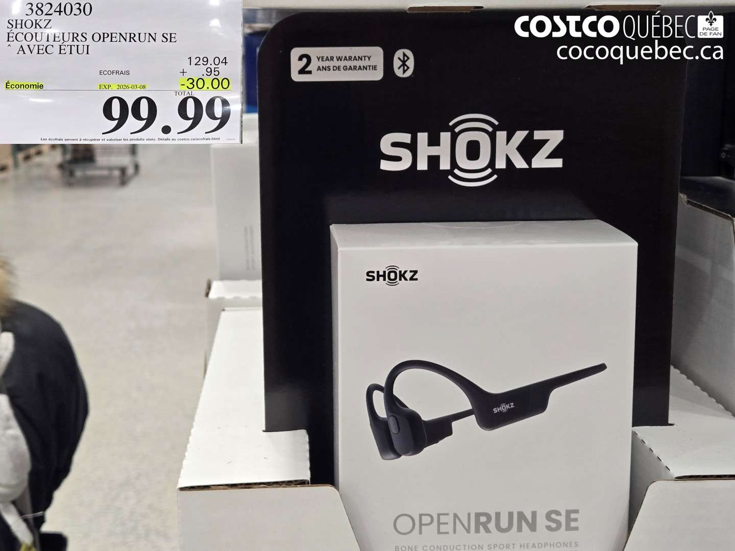 3824030 SHOKZ ÉCOUTEURS OPENRUN SE ($30.00 INSTANT SAVINGS EXPIRES ON 2026-03-08) $99.99