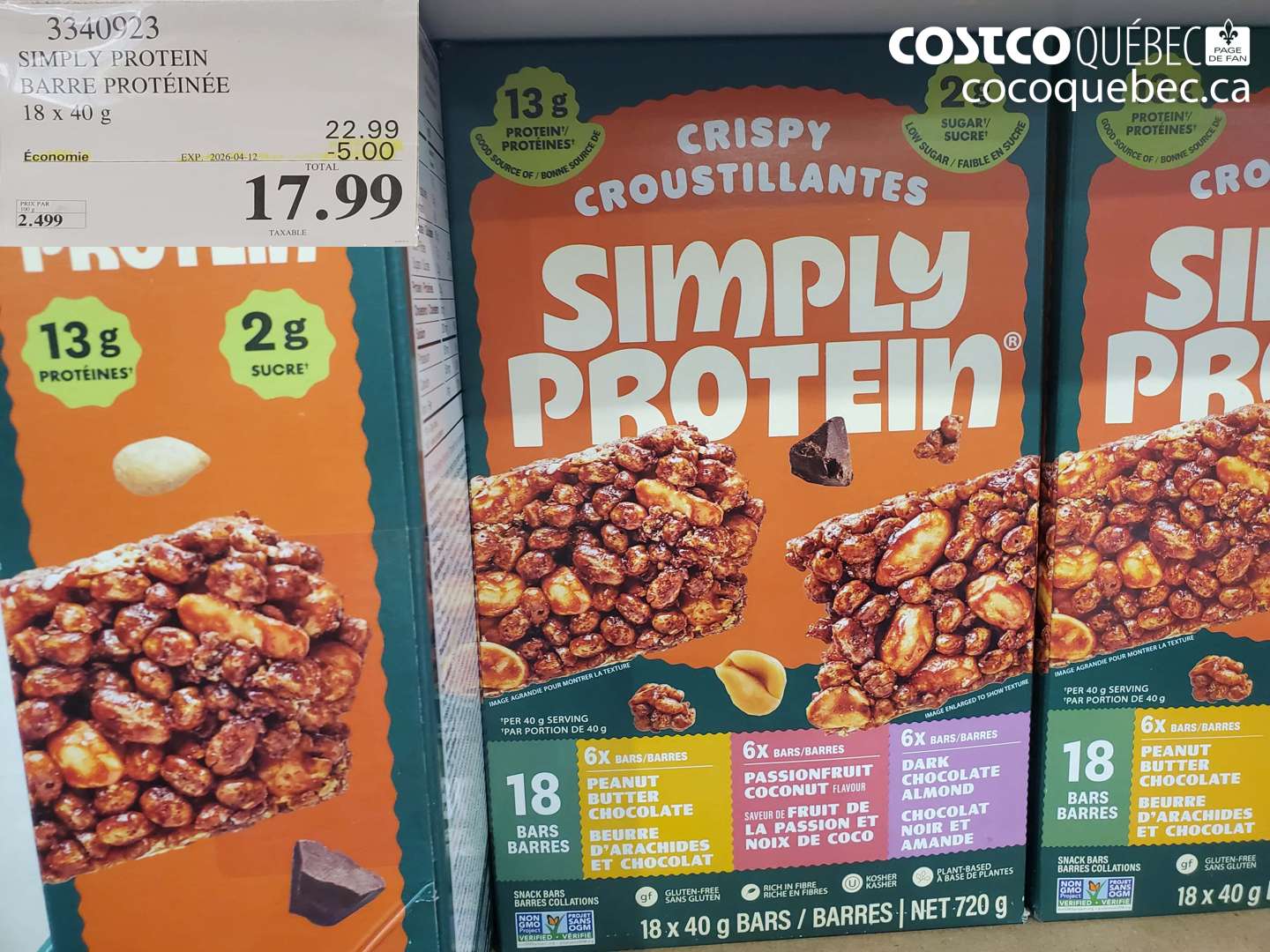 3340923 SIMPLY PROTEIN BARRE PROTÉINÉE ($5.00 INSTANT SAVINGS EXPIRES ON 2026-04-12) $17.99