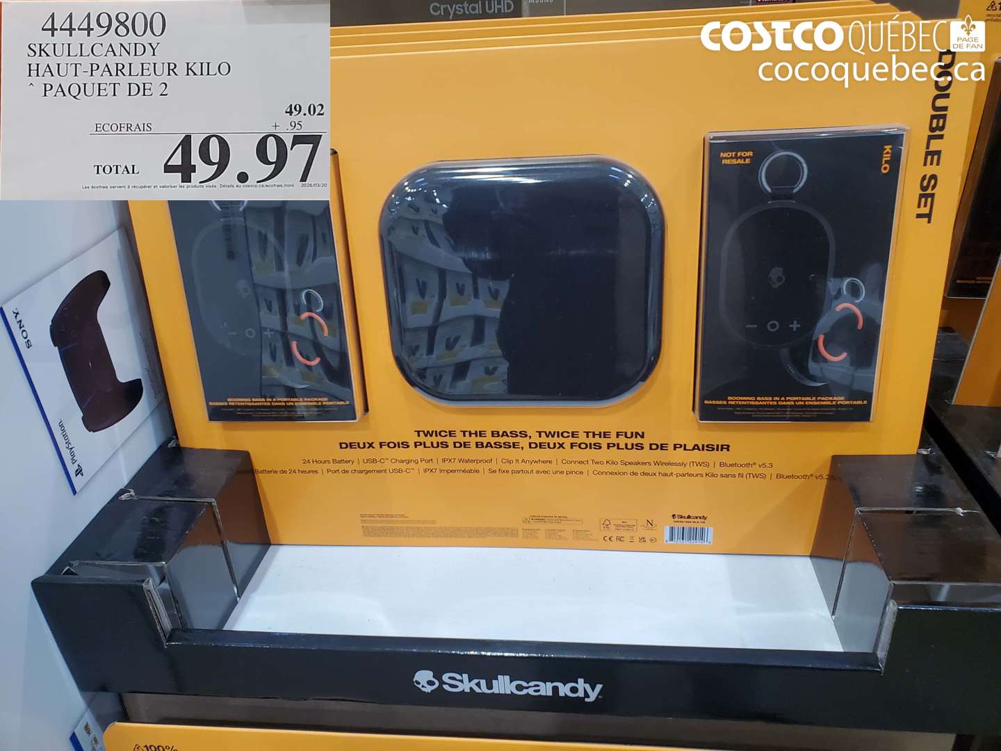 4449800 SKULLCANDY HAUT-PARLEUR KILO PAQUET DE 2 $49.97